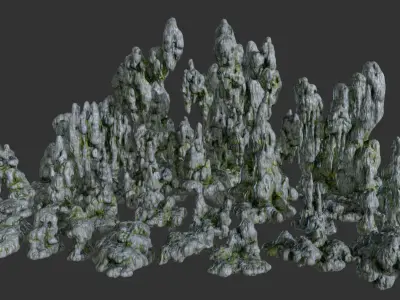 Low poly Mossy Cave Modular Column Pack 200802 Low-poly 3D model