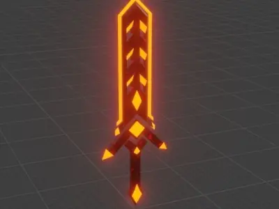 Hell sword Low-poly 3D model