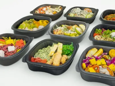 lunch box poke bowl 9 items collection food dinner  3D model