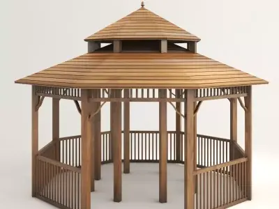 Wooden Gazebo 3D model