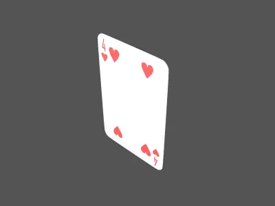 Poker Cards Heart 4 V1 001 Low-poly 3D model