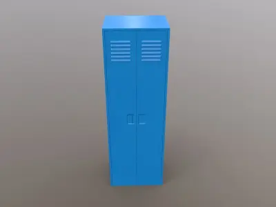 PBR School Gym Locker 09 - Blue Light Low-poly 3D model