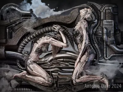 H R Giger  Erotomecanics VII PBR 3D model