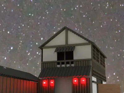 Japanese house Low-poly 3D model