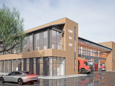 fire station Low-poly 3D model