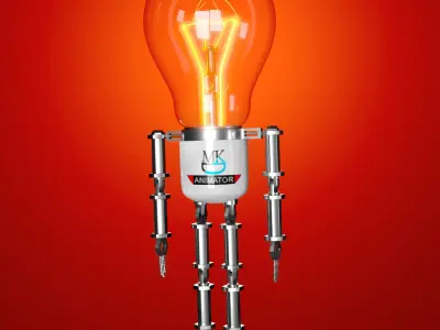 Light Bulb Robot Rigged 3D model