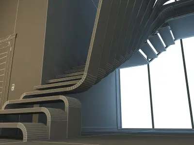 Creative wood stairs scene 3D model