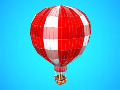 HOT AIR BALLOON CARTOON STYLIZED 09 Low-poly 3D model