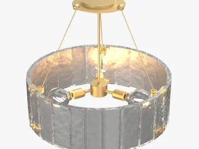 Willamette 32in Clear Fluted Glass Chandelier 3D model