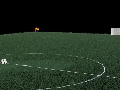 Realistic 3D Football Stadium Model with Ball and Flags for Sale 3D model