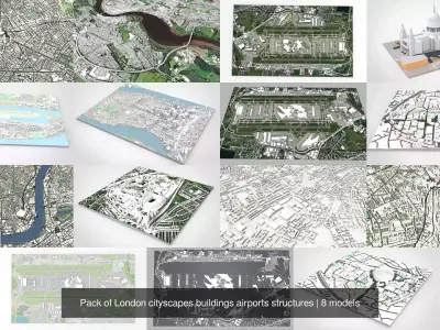 Pack of London cityscapes buildings airports structures