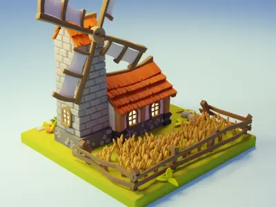 Farm house Low-poly 3D model get