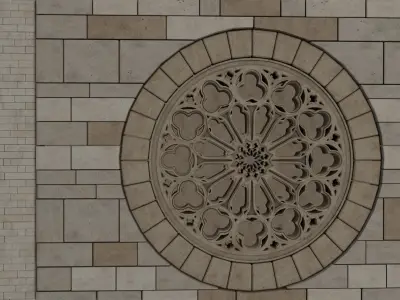 Church medieval Facade  Low-poly 3D model