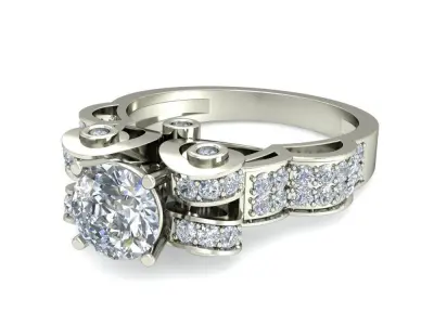 Solitaire Engagement Women Wedding Engagement RingWomen Ring 3D print model