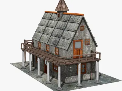 Two Floor Stone House 3D model