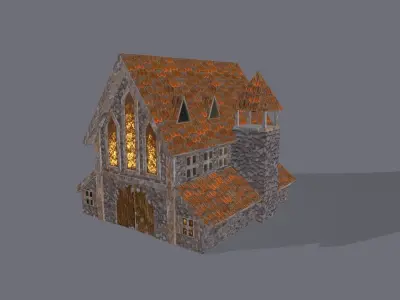 Lowpoly  Medieval Township Houses Low-poly 3D model
