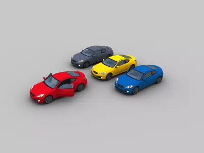 Hyundai Genesis Coupe Low-poly 3D model