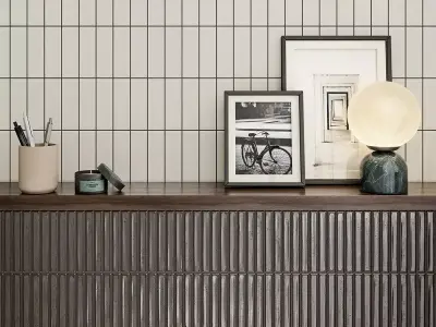 Dark Brown Corrugated Ribbed Wall Tile 3D Model Texture