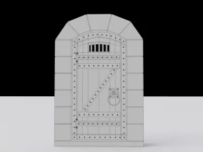 Low Poly Medieval Door  or Ancient Door Texture and Low-poly 3D model