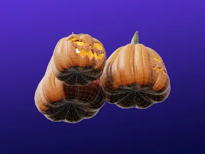 Cartoon Halloween Pumpkin Head 3D model