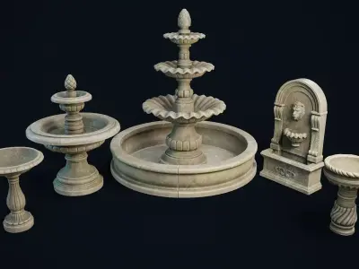 Garden Fountains Low-poly 3D model