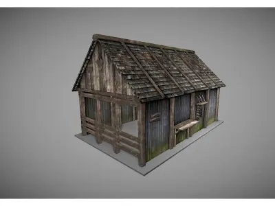 low poly medieval house Low-poly 3D model