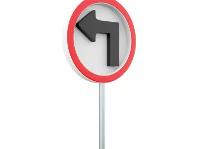 3d  Turn left ahead sign  cartoon icon 3D model