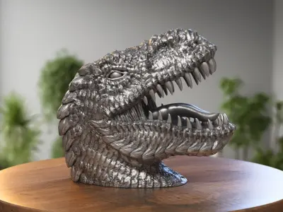 Skull dragon Headphone Stand Cyborg skull dragon Headset  3D print model buy