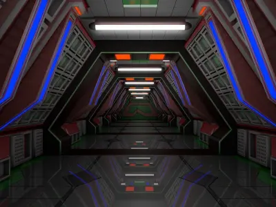 Sci Fi Corridor  3D model 19