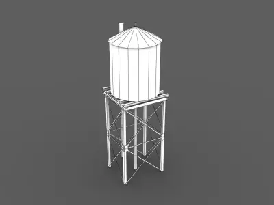 Water Tower Low-poly 3D model