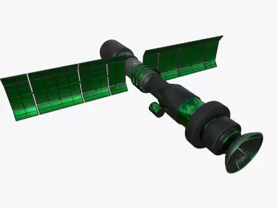 Satellite C01 Black Green - SciFi Space Design Low-poly 3D model