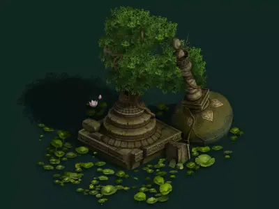 Kashayana Buddhist Forest Broken Water Pagoda 1 3D model