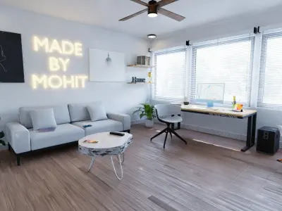 Office modern living room Low-poly 3D model