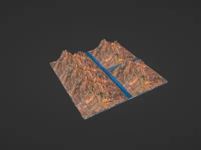 Mountain landscape Low-poly 3D model