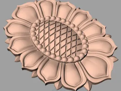 Furniture decoration round flower 3D STL model for CNC E887 3D model