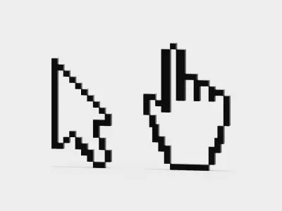 Mouse hand and arrow cursor icon Low-poly 3D model
