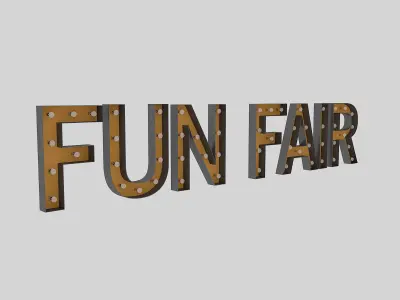 Funfair Sign With Bulb 3D model