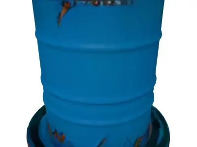 Weathered Industrial Barrel with Stand Low-poly 3D model