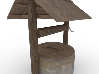 Village water well model Low-poly 3D model