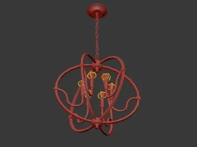 Stanton 6 Light Matte Gold Chandelier 3D model
