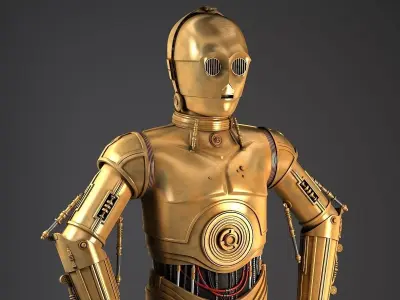 C3PO Star Wars Droid Robot Rigged for MAYA 3D model
