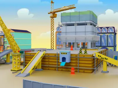 Building Construction  cartoon Low-poly 3D model