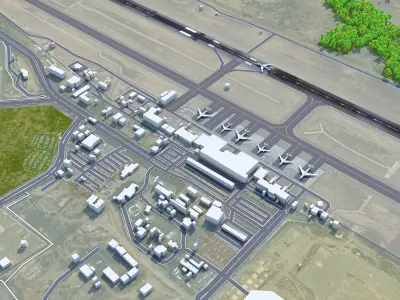 Abha Airport 10km Low-poly 3D model