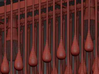  Ochre Drizzle Chandelier 3D model