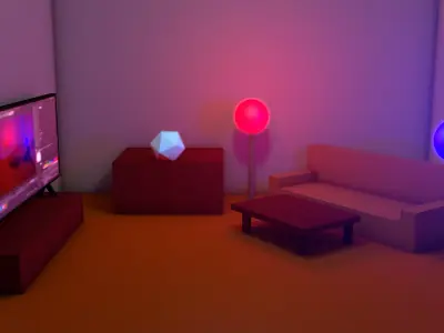 Living Room Low-poly 3D model 10
