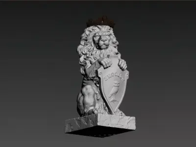 Plaster lion sculpture 3D model