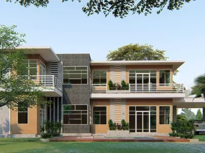 Villa C5 - Sketchup dwg lumion render picture 3D model