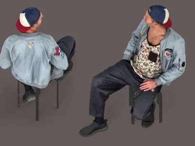 Urban Chill Boy in Casual Pose with Stylish Outfit 3D model