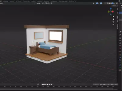 Stylized Isometric Bedroom 3D model