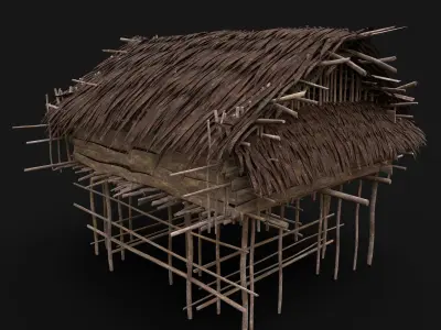 NEXTGEN TRIBAL JUNGLE PRIMAL HUT HOUSE REED TREE SURVIVAL Low-poly 3D model